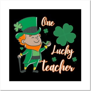 One Lucky Teacher Retro Vintage St Patrick's Day Posters and Art